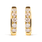 10K Yellow Gold 1/2 Cttw Round-Cut Diamond Hoop Earrings