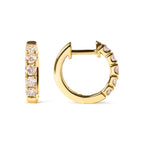 10K Yellow Gold 1/2 Cttw Round-Cut Diamond Hoop Earrings
