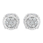 .925 Sterling Silver 1/3 cttw Round-cut Diamond Floral Stud Earring (I-J Clarity, I3 Color)