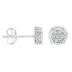 .925 Sterling Silver 1/3 cttw Round-cut Diamond Floral Stud Earring (I-J Clarity, I3 Color)