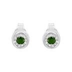 .925 Sterling Silver 1/5 Cttw Round Brilliant-Cut Green Diamond Miracle-Set Stud Earrings (Fancy Color-Enhanced, I1-I2 Clarity)