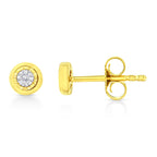 10K Yellow Gold Plated .925 Sterling Silver 1/10 Cttw Miracle-Set Diamond Circle Shape Stud Earrings (K-L Color, I2-I3 Clarity)