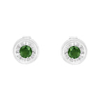 .925 Sterling Silver 1/4 Cttw Round Brilliant-Cut Green Diamond Miracle-Set Stud Earrings (Fancy Color-Enhanced, I1-I2 Clarity)