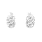 10K White Gold 0.15 Cttw Round Brilliant-Cut Near Colorless Diamond Bezel-Set Stud Earrings (H-I Color, I1-I2 Clarity)