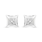 10K White Gold 1/3 Cttw Invisible Set Style Princess-Cut Diamond Stud Earrings (H-I Color, SI2-I1 Clarity)