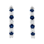 10K White Gold, Â½ Cttw Diamond, & Â½ Cttw Lab-Grown Blue Sapphire Leverback Hoop Earrings (H-I Color, I1-I2 Clarity)