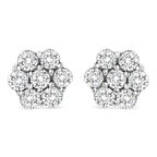 14K White Gold 1/2 cttw Round-Cut Diamond Floral Stud Earrings (I-J Color, SI2-I1 Clarity)