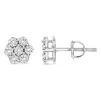 14K White Gold 1/2 cttw Round-Cut Diamond Floral Stud Earrings (I-J Color, SI2-I1 Clarity)