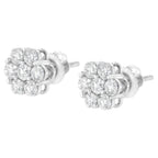 14KT White Gold 1 cttw Diamond Composite Stud Earrings (I-J, SI2-I1)