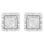 10K White Gold 1/2 cttw Invisible Set Princess-Cut Diamond Square Stud Earring (I-J Color, I1-I2 Clarity)