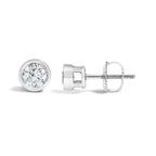 14K White Gold 1/2 Cttw Lab Grown Diamond Bezel Solitaire Stud Earrings