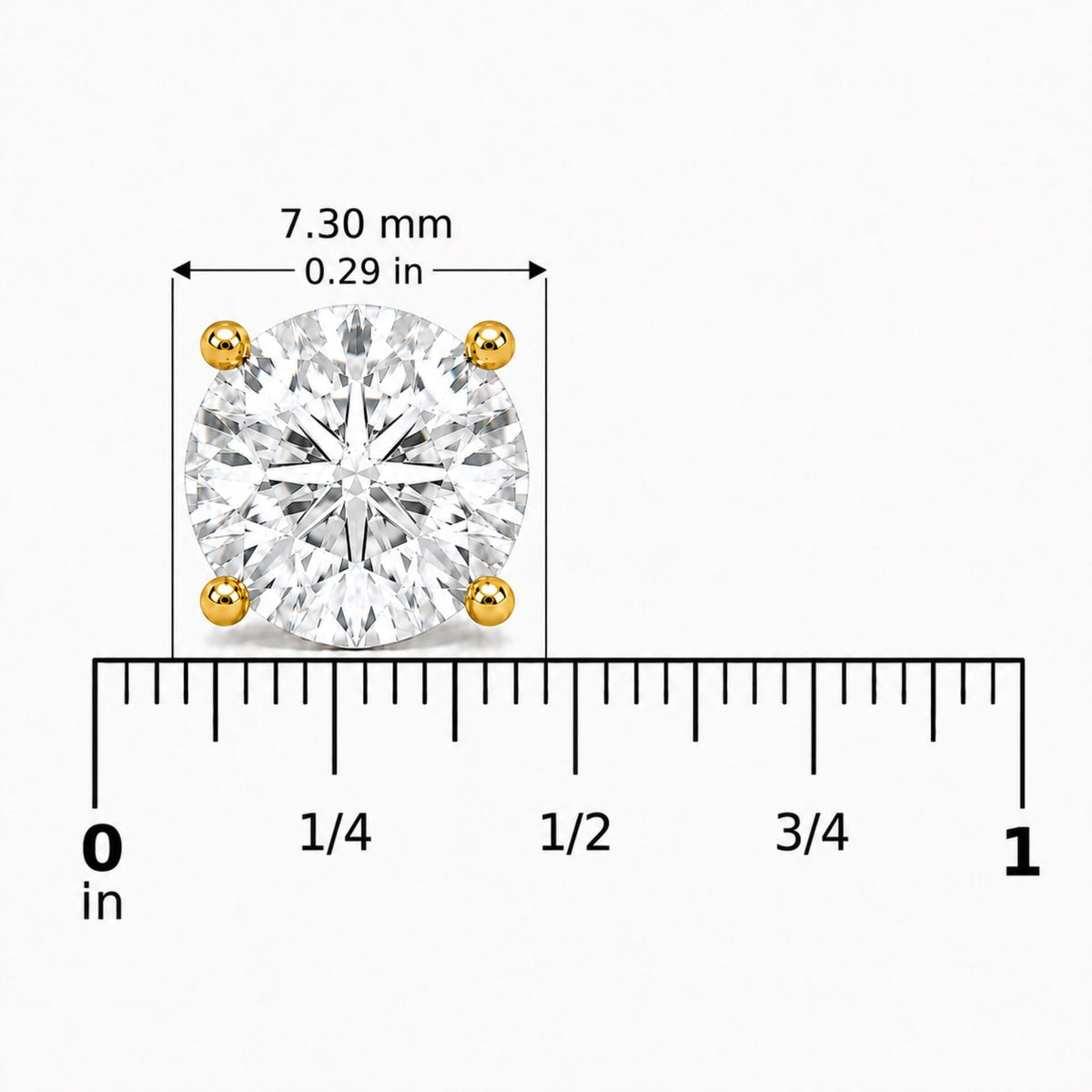 IGI Certified 14K Gold Lab Grown Diamond Solitaire Stud Earrings