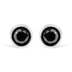 14K White Gold 1/2 Cttw Round Brilliant-Cut Black Diamond Bezel-Set Stud Earrings with Screw Backs (Fancy Color-Enhanced, I2-I3 Clarity)