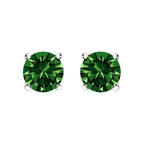 14K White Gold 1/2 Cttw Lab Grown Green Diamond Classic Solitaire Stud Earrings with Pushback