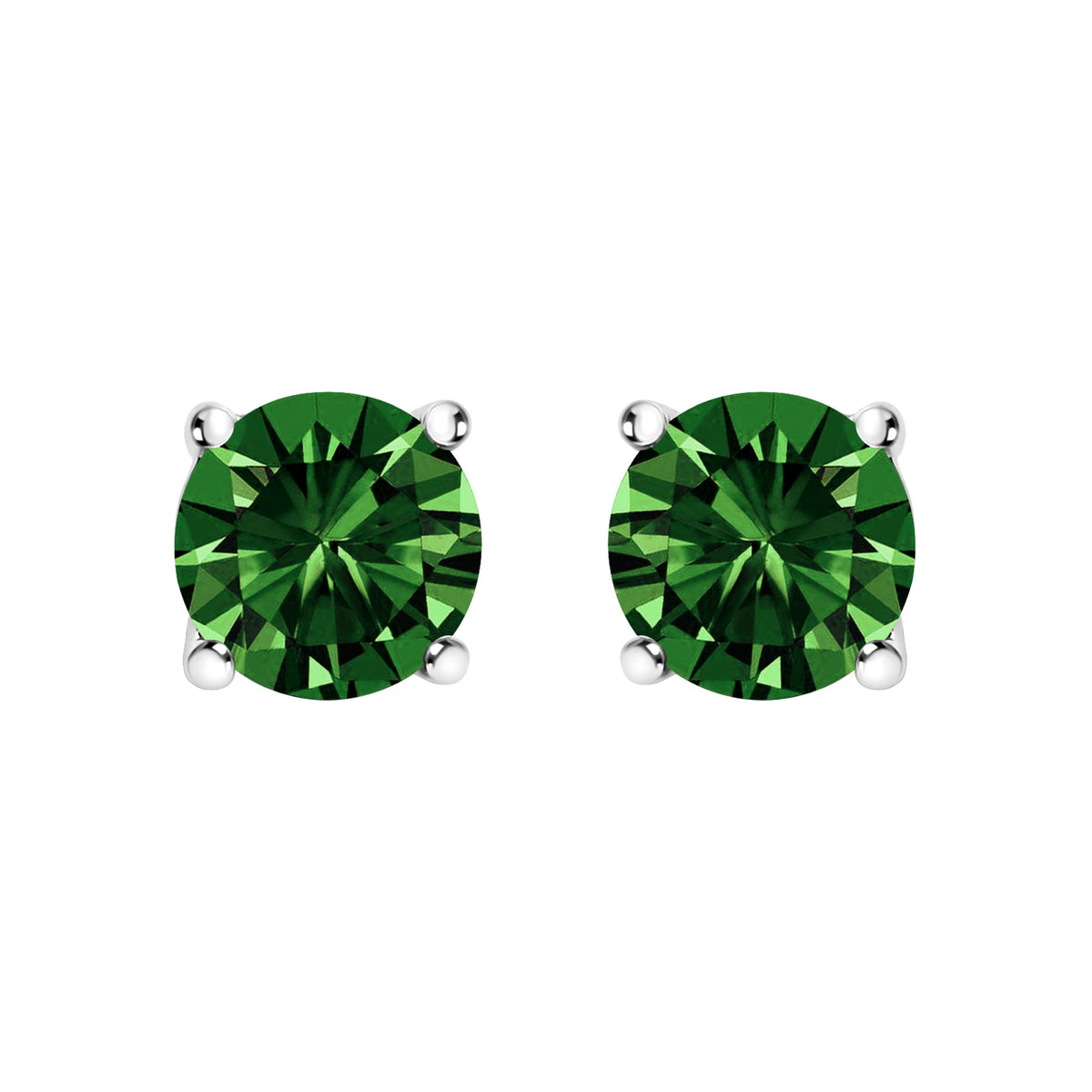 14K White Gold 1/2 Cttw Lab Grown Green Diamond Classic Solitaire Stud Earrings with Pushback
