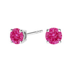 10K White Gold 1/2 Cttw Lab Created Round Brilliant Cut Pink Diamond Classic 4-Prong Solitaire Stud Earrings (Fancy Pink Color, VVS2-VS1 Clarity)