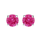 10K White Gold 1/2 Cttw Lab Created Round Brilliant Cut Pink Diamond Classic 4-Prong Solitaire Stud Earrings (Fancy Pink Color, VVS2-VS1 Clarity)