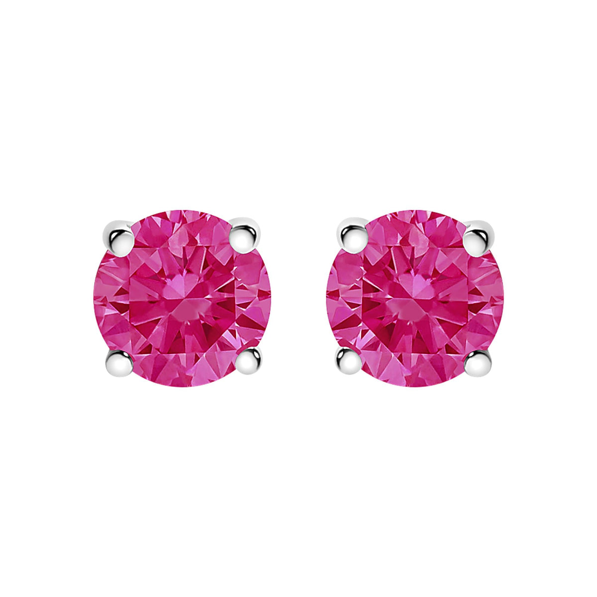 10K White Gold 1/2 Cttw Lab Created Round Brilliant Cut Pink Diamond Classic 4-Prong Solitaire Stud Earrings (Fancy Pink Color, VVS2-VS1 Clarity)