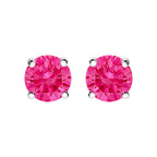 14K White Gold 1/2 Cttw Round Brilliant Cut Lab Grown Pink Diamond 4-Prong Classic Solitaire Earrings (Pink Color, VVS2-VS1 Clarity)