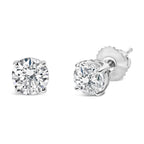 AGS Certified 14K White Gold 1.0 Cttw 4-Prong Set Brilliant Round-Cut Solitaire Diamond Push Back Stud Earrings (I-J Color, I1-I2 Clarity)
