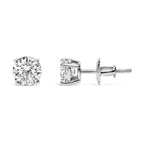 AGS Certified 14K White Gold 1.0 Cttw 4-Prong Set Brilliant Round-Cut Solitaire Diamond Push Back Stud Earrings (I-J Color, I1-I2 Clarity)