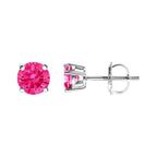 14K White Gold 1.0 Cttw Round Brilliant Cut Lab Grown Pink Diamond 4-Prong Classic Solitaire Earrings (Pink Color, VVS2-VS1 Clarity)