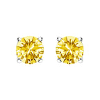 14K White Gold 1.0 Cttw Lab Grown Yellow Diamond Solitaire Stud Earrings (Yellow Color, VS2-SI1 Clarity)