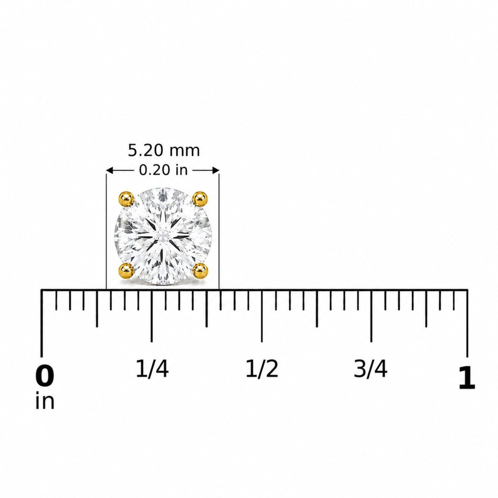 IGI Certified 14K Gold Lab Grown Diamond Solitaire Stud Earrings