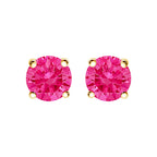 14K Yellow Gold 1.00 Cttw Round Brilliant Cut Lab Grown Pink Diamond 4-Prong Classic Solitaire Earrings (Pink Color, VVS2-VS1 Clarity)