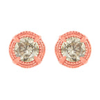 14K Yellow Gold Plated .925 Sterling Silver 1.0 Cttw Round Brilliant Cut Diamond Solitaire Milgrain Stud Earrings (K-L Color, I2-I3 Clarity)