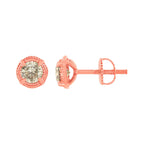 .925 Sterling Silver Round Brilliant Cut Diamond Solitaire Milgrain Stud Earrings