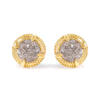 14K Yellow Gold Plated .925 Sterling Silver 1.0 Cttw Round Brilliant Cut Diamond Solitaire Milgrain Stud Earrings (K-L Color, I2-I3 Clarity)