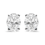 14K White Gold 2.0 Cttw Prong Set Lab Grown Oval Diamond Solitaire Stud Earring (F-G Color, VS1-VS2 Clarity)