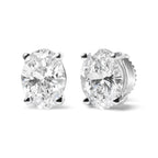 14K White Gold 2.0 Cttw Prong Set Lab Grown Oval Diamond Solitaire Stud Earring (F-G Color, VS1-VS2 Clarity)