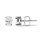 14K White Gold 2.0 Cttw Prong Set Lab Grown Oval Diamond Solitaire Stud Earring (F-G Color, VS1-VS2 Clarity)