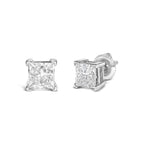 14K White Gold Princess Cut Lab-Grown Diamond Solitaire Stud Earrings (F-G Color, VS2-SI1 Clarity)