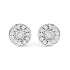 .925 Sterling Silver 1/4 Cttw Diamond Miracle Set Solitaire with Halo Stud Earrings