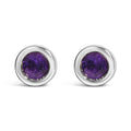 .925 Sterling Silver Bezel Set 3.5mm Created Gemstone Solitaire Stud Earrings