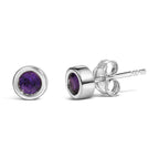 .925 Sterling Silver Bezel Set 3.5mm Created Gemstone Solitaire Stud Earrings