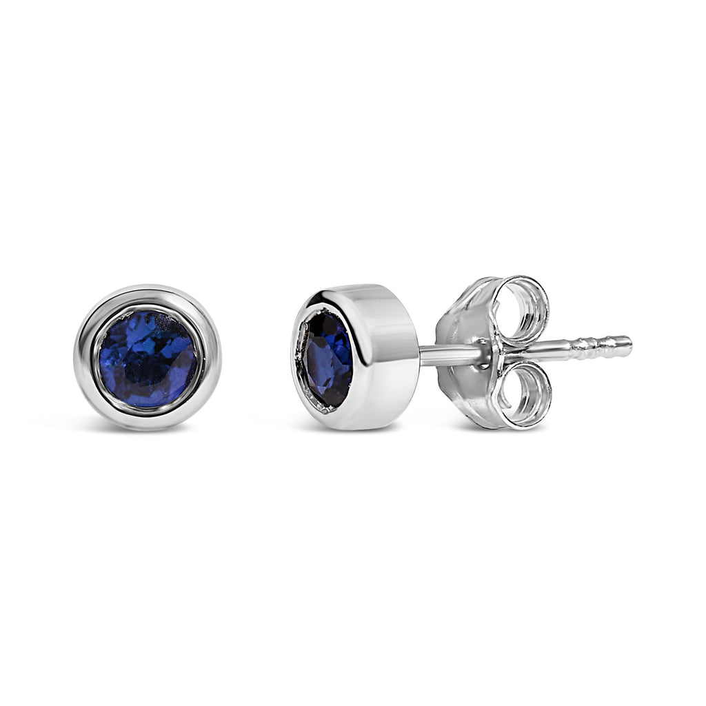 .925 Sterling Silver Bezel Set 3.5mm Created Gemstone Solitaire Stud Earrings
