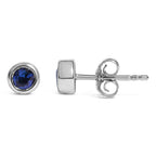 .925 Sterling Silver Bezel Set 3.5mm Created Gemstone Solitaire Stud Earrings