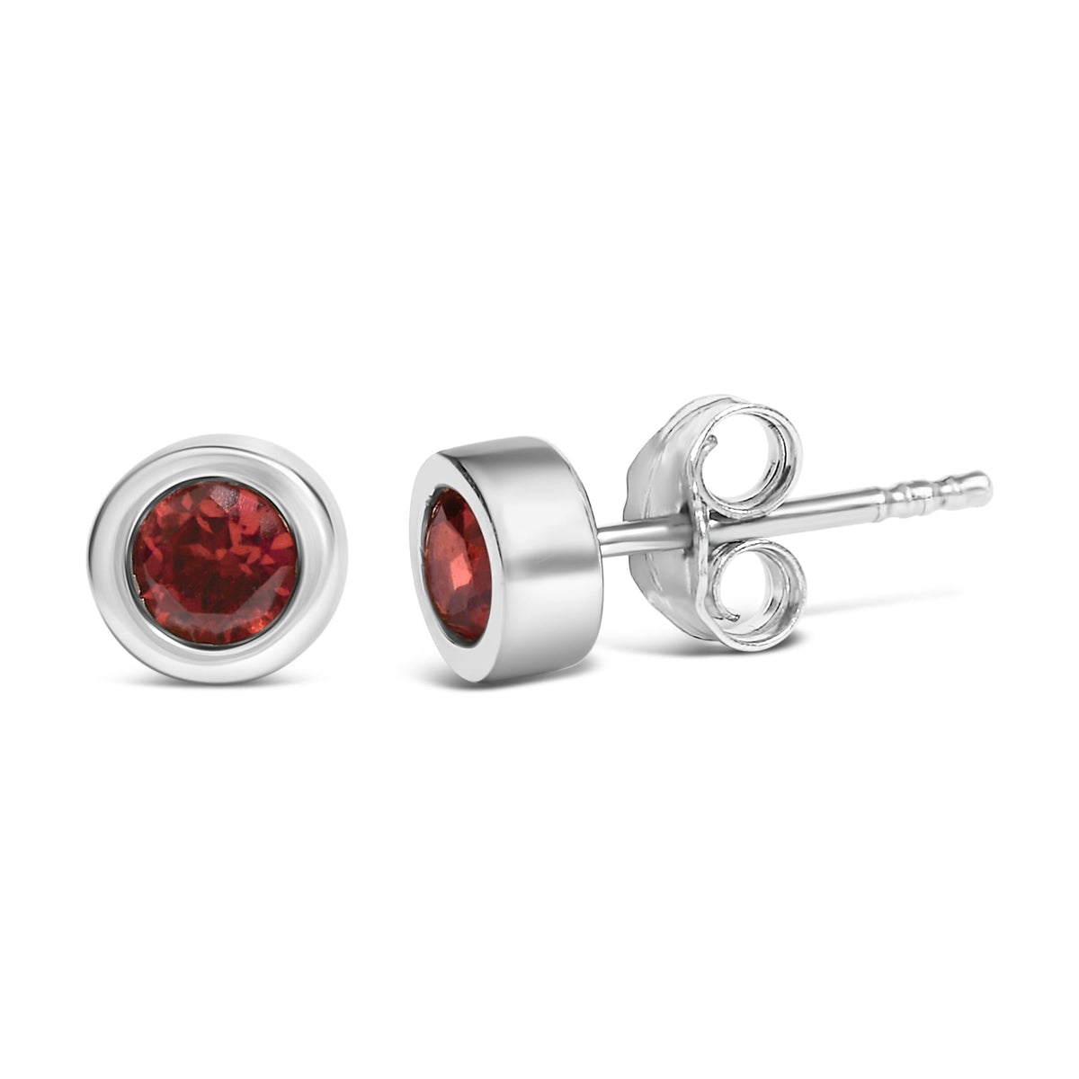 .925 Sterling Silver Bezel Set 3.5mm Created Gemstone Solitaire Stud Earrings