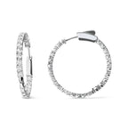 14K White Gold 3.00 Cttw Lab Grown Diamond Inside Out Hoop Earrings (F-G Color, VS1-VS2 Clarity)