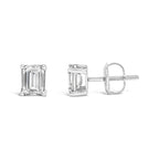 14K Gold Emerald Cut Lab-Grown Diamond Solitaire Stud Earrings with Screw Backs
