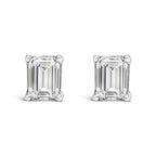 14K Gold Emerald Cut Lab-Grown Diamond Solitaire Stud Earrings with Screw Backs