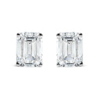 14K White Gold 2.0 Cttw Emerald Cut Lab Grown Diamond Solitaire Stud Earrings (G-H Color, VS1-VS2 Clarity)