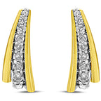 10K Yellow Gold Plated .925 Sterling Silver 0.50 Cttw Round Diamond Graduated Huggie Earrings (I-J Color, I2-I3 Clarity)