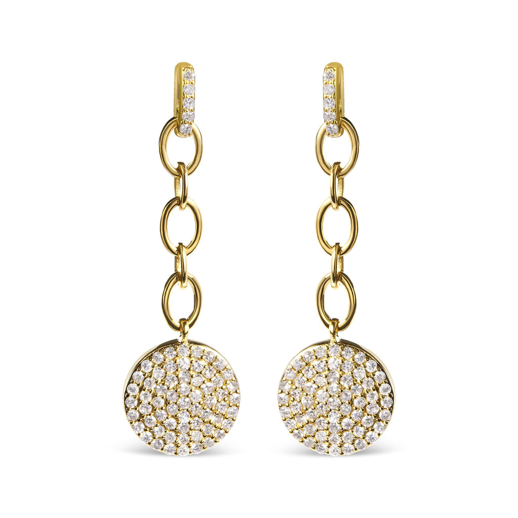 18K Yellow Gold Plated .925 Sterling Silver 1.0 Cttw Diamond Composite Cluster Dangle Chain Earrings (I-J Color, I1-I2 Clarity)