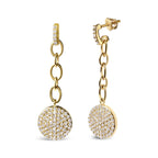 18K Yellow Gold Plated .925 Sterling Silver 1.0 Cttw Diamond Composite Cluster Dangle Chain Earrings (I-J Color, I1-I2 Clarity)