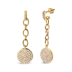 14K Yellow Gold 1.0 Cttw Diamond Chain Cluster Dangle Chain Earrings (I-J Color, I1-I2 Clarity)